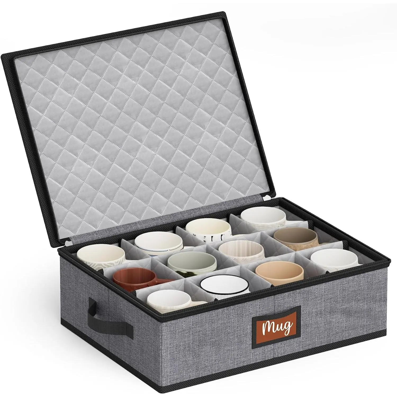 Large Capacity  Storage Containers Hard Shell Plate Storage Containers, Kitchen Packing Moving Boxes for Dishes, Dinnerwares, Mugs Protectors, Grey, Mug Storage