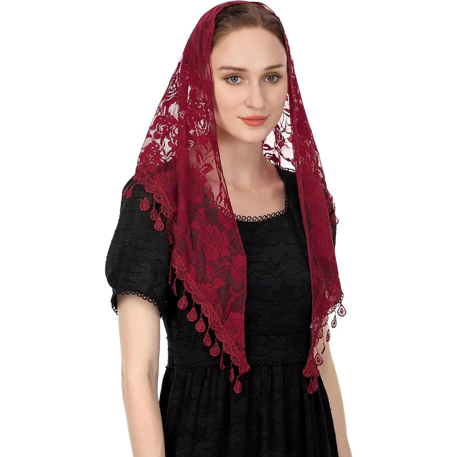 Triangle Veil for Church - Lace Chapel Catholic Mass Head Covering Scarf Mantilla for Women