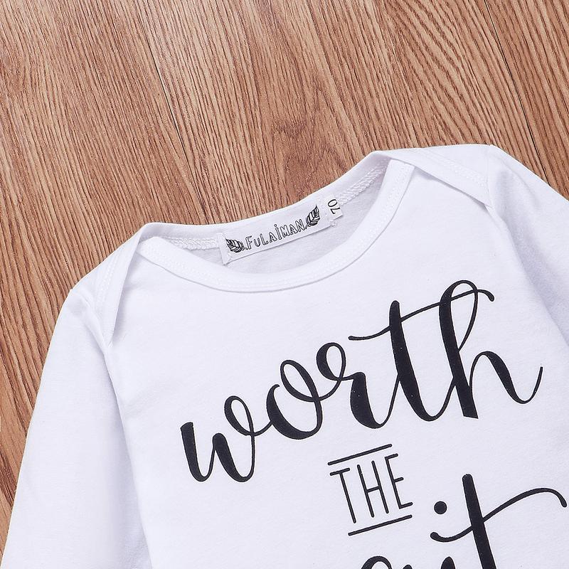 Baby Boys 3PCS Outfit Set, Long Sleeve Letter Pattern Envelope Neckline Romper, Long Straps Elastic Band Pants, Beanie Hat Set 0 3 6 12 24 Months