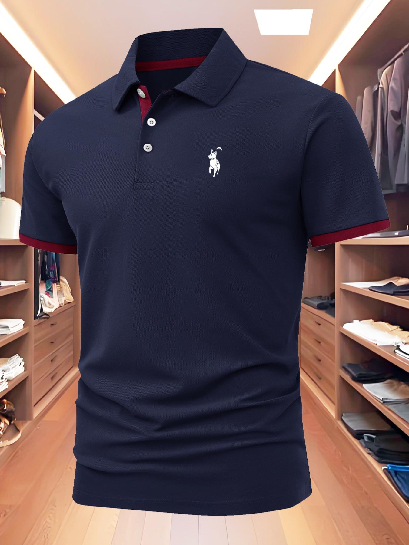 Men's Regular Fit Letter Print Polo Shirt, Casual Design Comfy Collared Top for Summer, Fashion Men's Clothes for Daily Wear, Shortsleeve Menswear, Casual Golf Polo, Breathable Menswear, Golf Polo Shirts