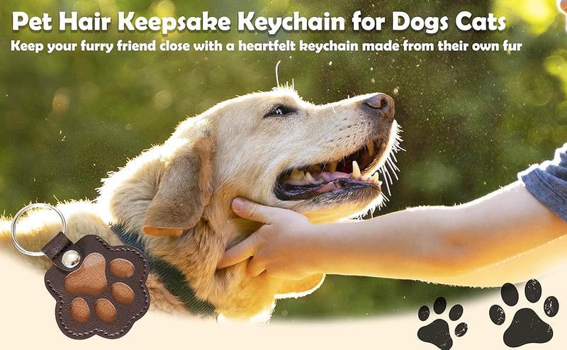 4 pack-Cat and dog hair keychain hanger creative pet cat and dog hair decoration for pet owners to collect and commemorate.Cat and dog hair keychain owners to collect and commemorate