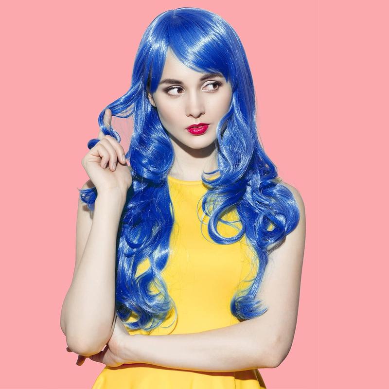 7 Pieces Colorful Long Curly Wigs for Women Polyethylene Plastic Material Wavy Hair Wigs for Cosplay Costume Party Décor 55cm LengthValentine's Day, gift