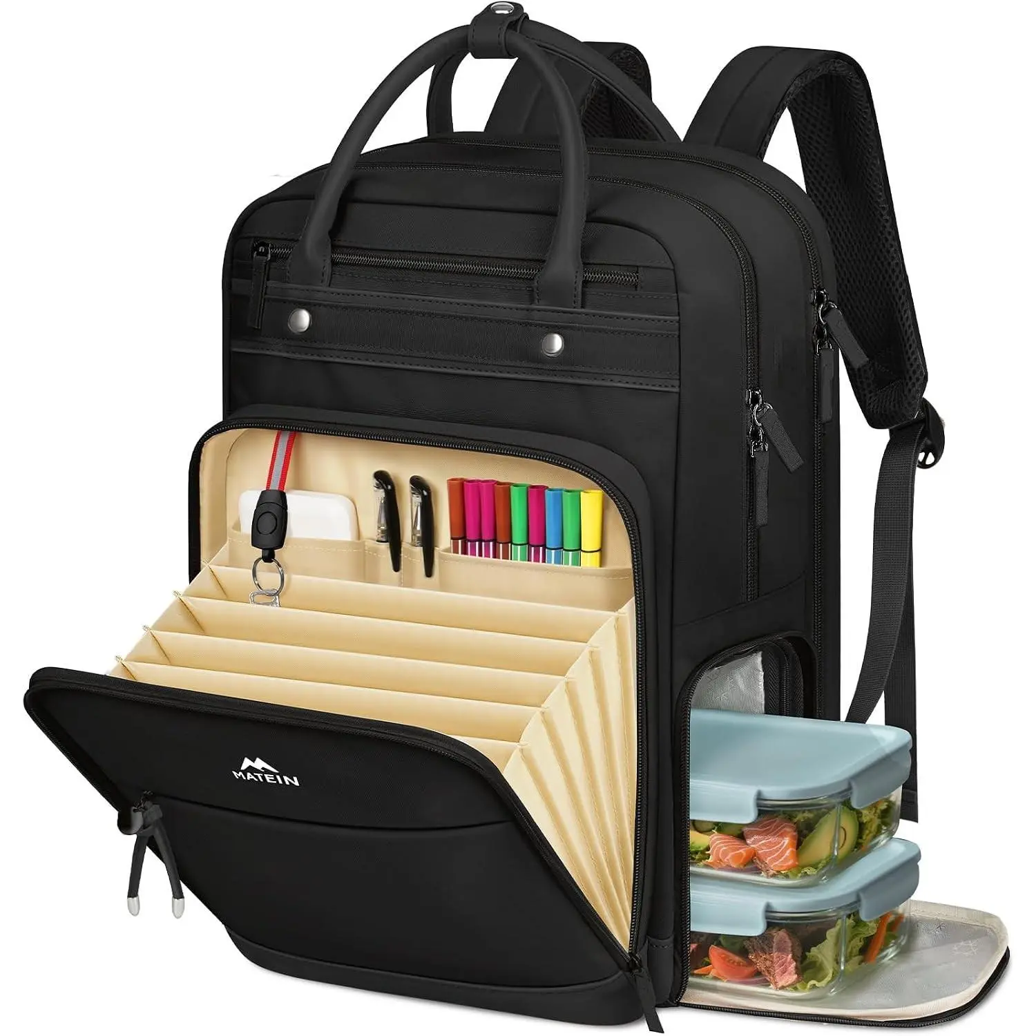 Teacher Backpack with Lunch Compartment, 15.6 Inch Lunch Backpack for Men with Organized Pocket, College Laptop Backpacks Meal Prep Bag Gift for Teachers Work Nurse Commute OfficeGift
