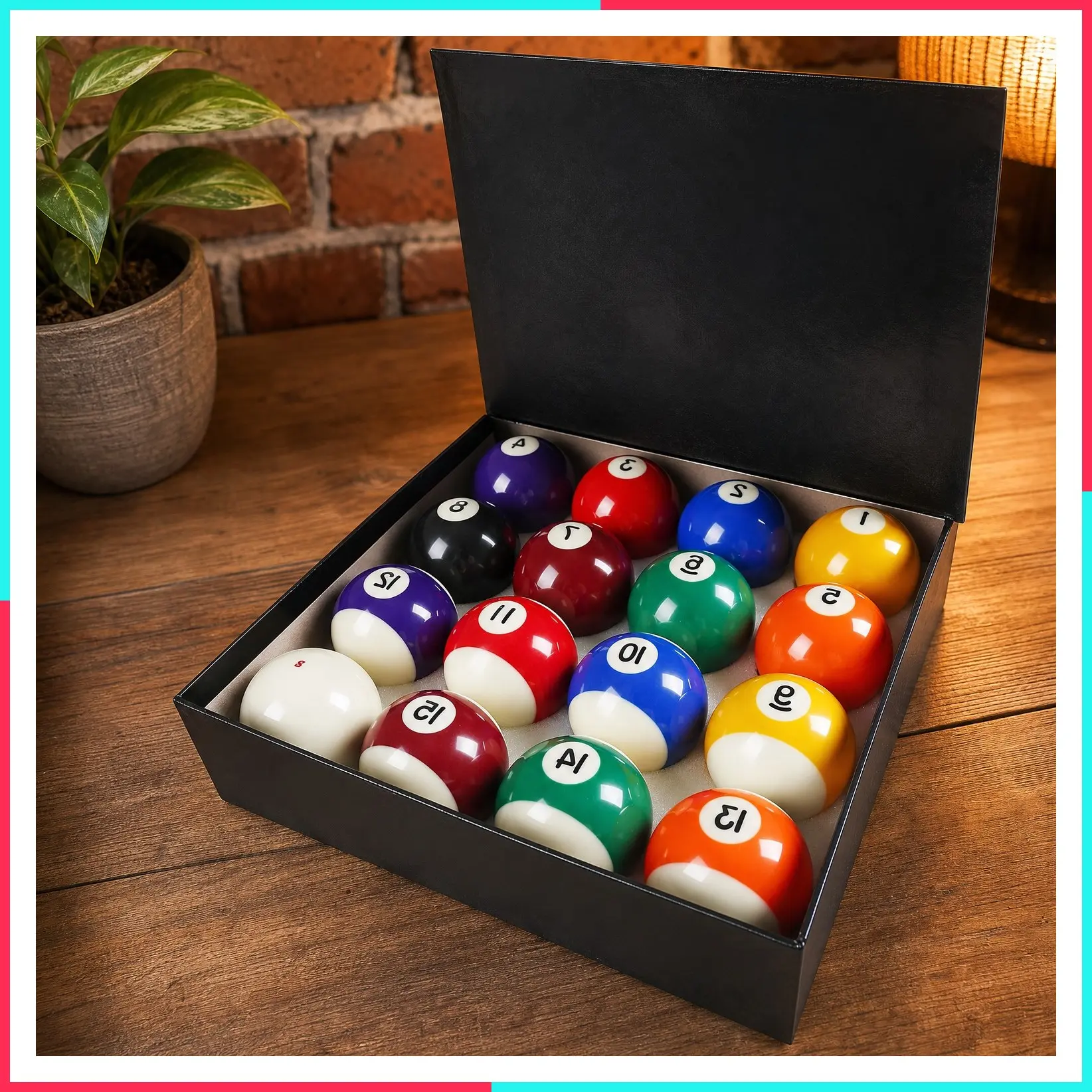 Complete 16-Ball Billiard/Pool Ball Set 2-1/4" Regulation Size & Weight Resin Balls