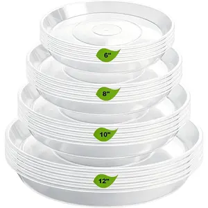 LWALRS 20 Pack Plant Saucer Tray (6 8 10 12 inch), Plant Saucers for Indoors Outdoor, Plastic Heavy Duty Drainage Drip Water Trays for Planter Pots Flower, Clear Pot Saucers Trays for Plants
