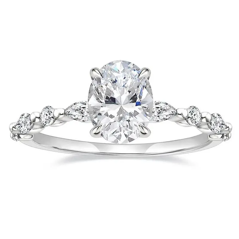 Trendy Oval Cubic Zirconia Halo Ring in 925 Sterling Silver – Budget-Friendly Women's Engagement & Promise Ring
