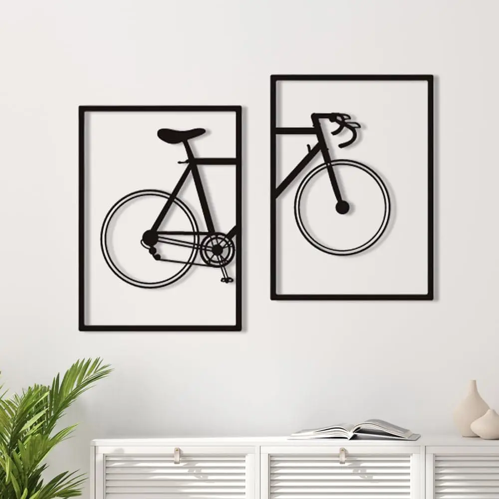 2 Pack Black Modern Wall Art for Living Room, Minimalist Framed Wall Decor, 3D Textured Metal Wall Sculptures, Decorative Home Sign for Patio, Bedroom, Bathroom, Garden, Office.