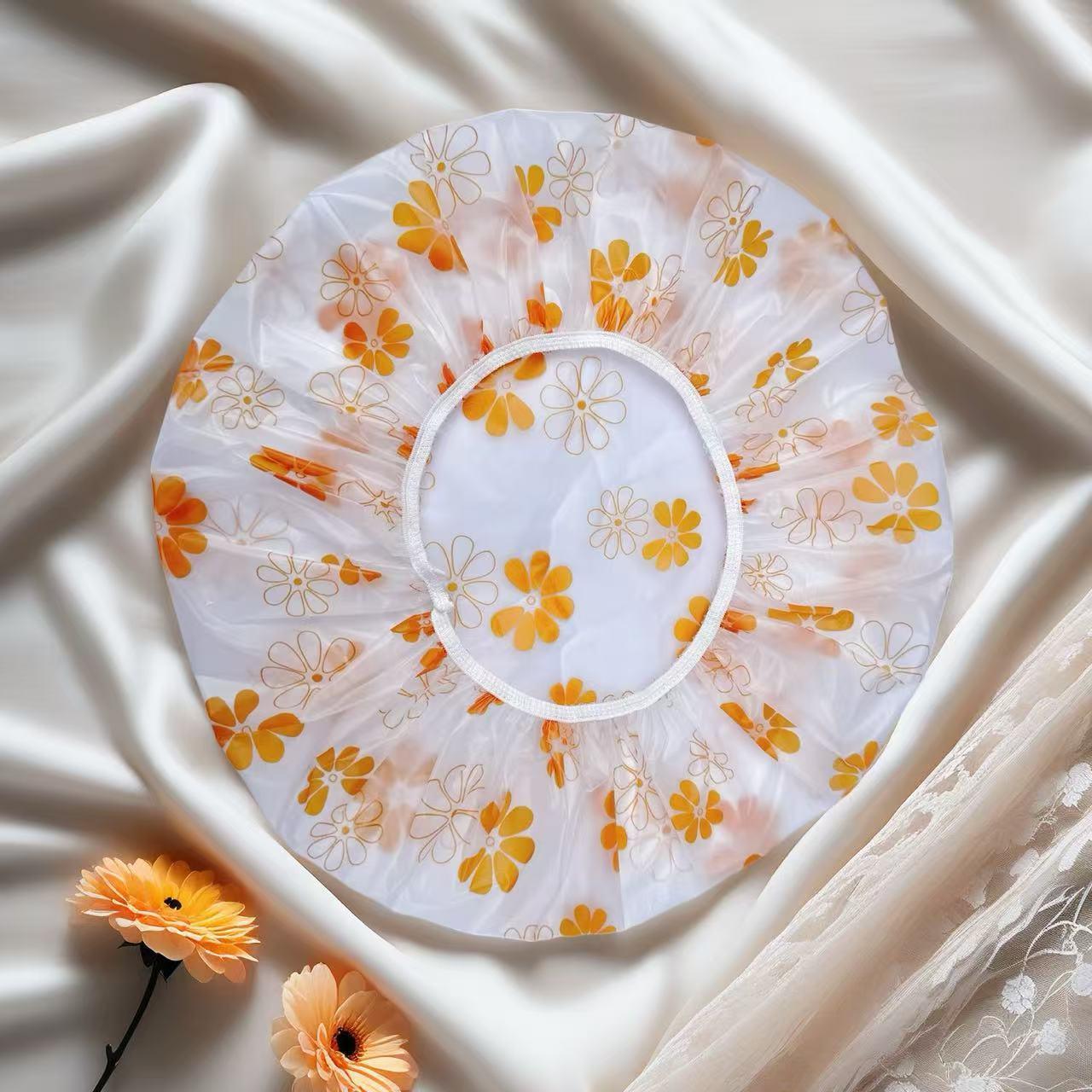 Cute Cherry Print PE Shower Cap, Waterproof Reusable Hair Cap for Shower, Hair Treatme