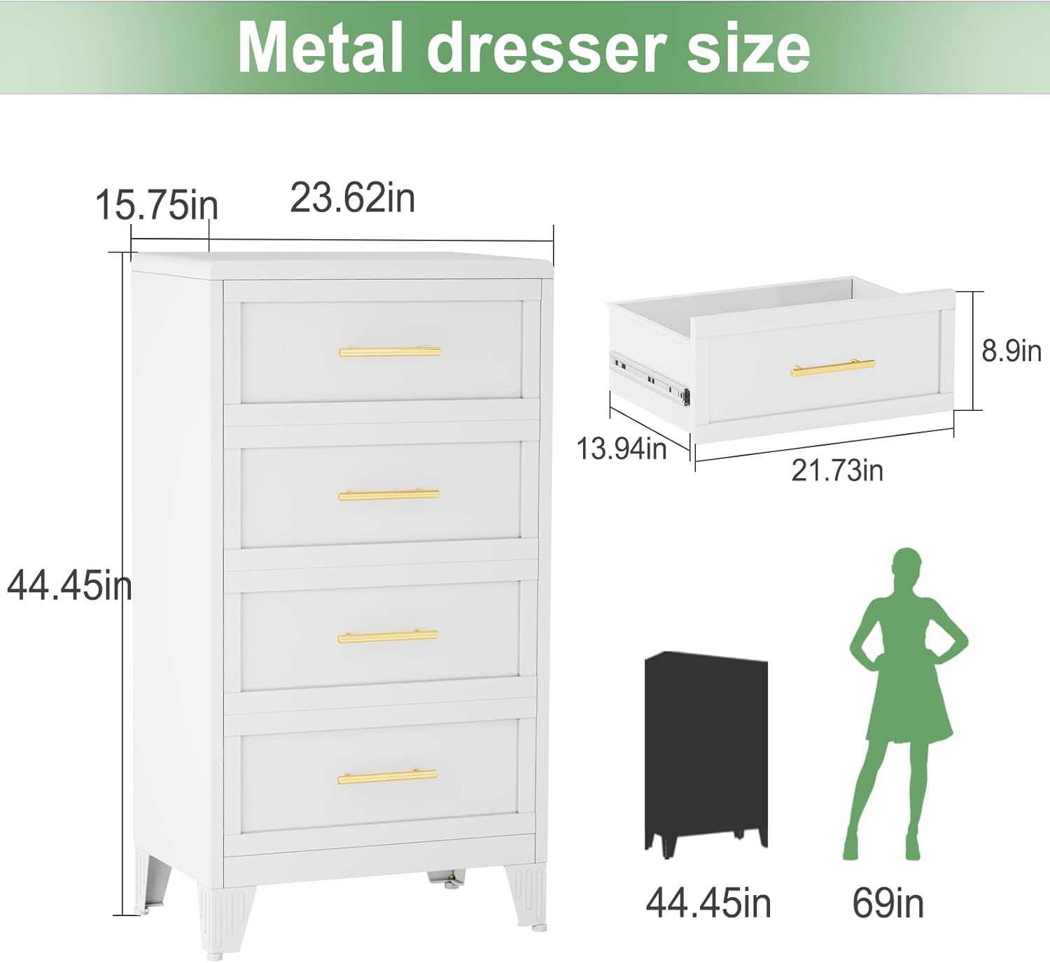 Metal Dresser Tall Narrow Dresser for Bedroom Chest, 53.46" H Drawer Chest, Closet Dressers & Chests of Drawers for Living Room, Hallway (5 Drawers White 24inch Wide) Metal Dresser Tall Narrow Dresser for Bedroom Chest, 53.46" H Drawer Chest, Closet Dressers & Chests of Drawers for Living Room, Hallway (5 Drawers White 24inch Wide)