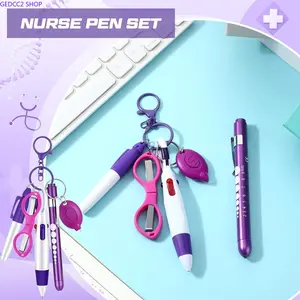 Nurse Pendant Ballpoint Pen Kit with Pocket Scissors Retractable Highlighter, Medical Stationery Nurse’s Day Gift