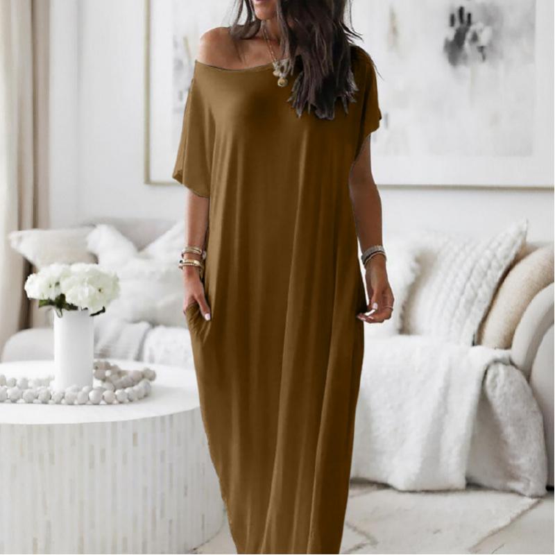 Women's loose casual striped dress, roundneck short sleeves comfortable home wear,elegant Victorian style for autumn and winterSeasons