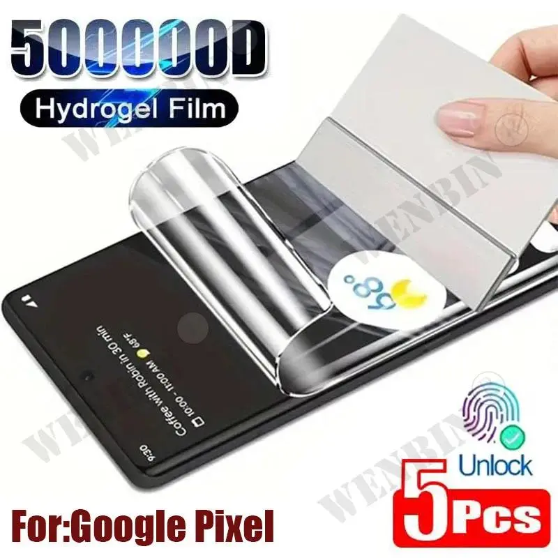 5Pcs Hydrogel Film Shield, Multi-Model Full Cover Screen Protector for Google Pixel 11,10,9,8,7,6 Pro XL & 9A,8A,7A,6A, Accessories