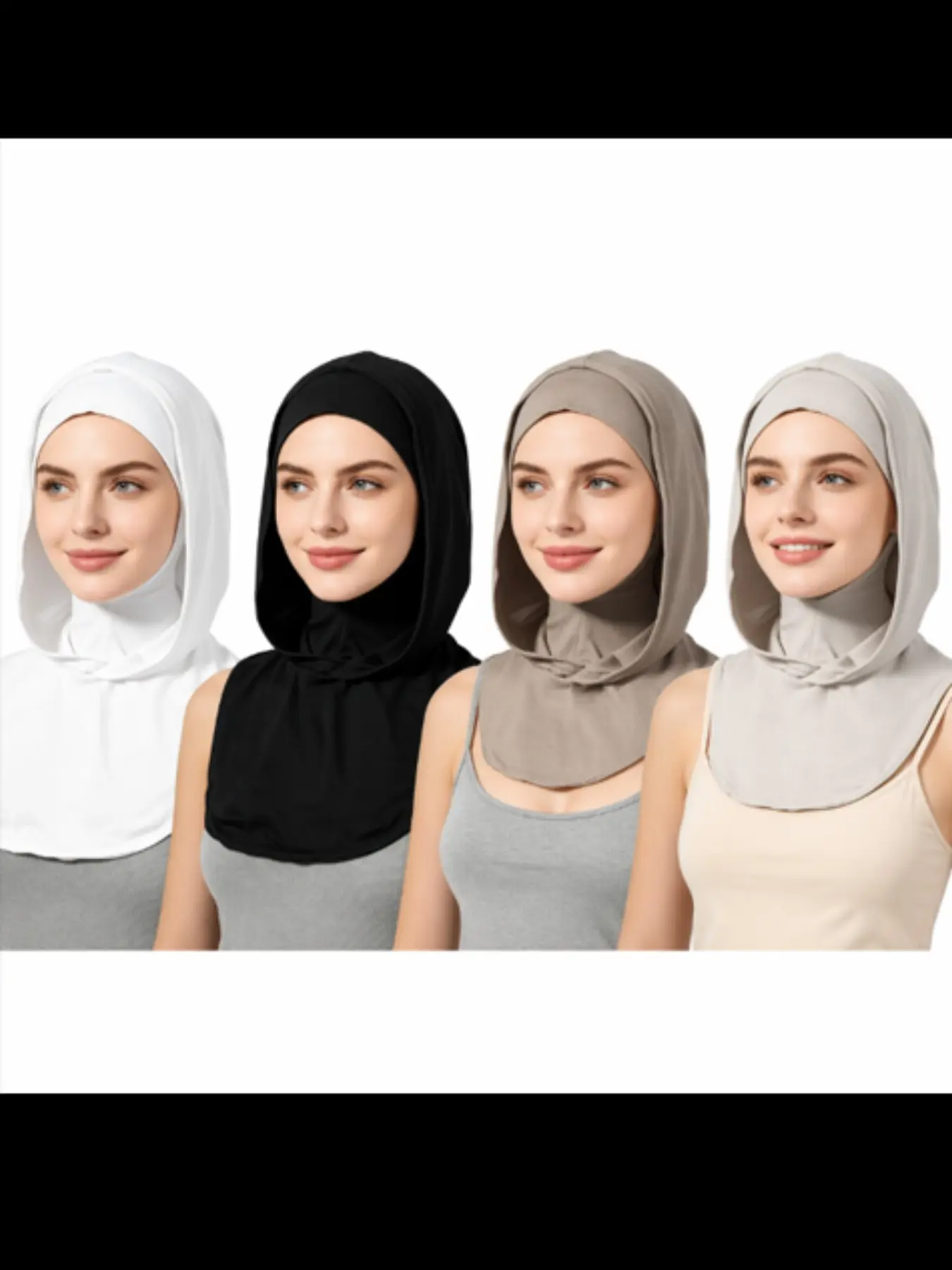 4-Piece Muslim Double-Layer Hijab Set, Elegant Ramadan Hat Hijab, High-Quality Eid Headwear, Women's Simple Fashion Hijab Gift