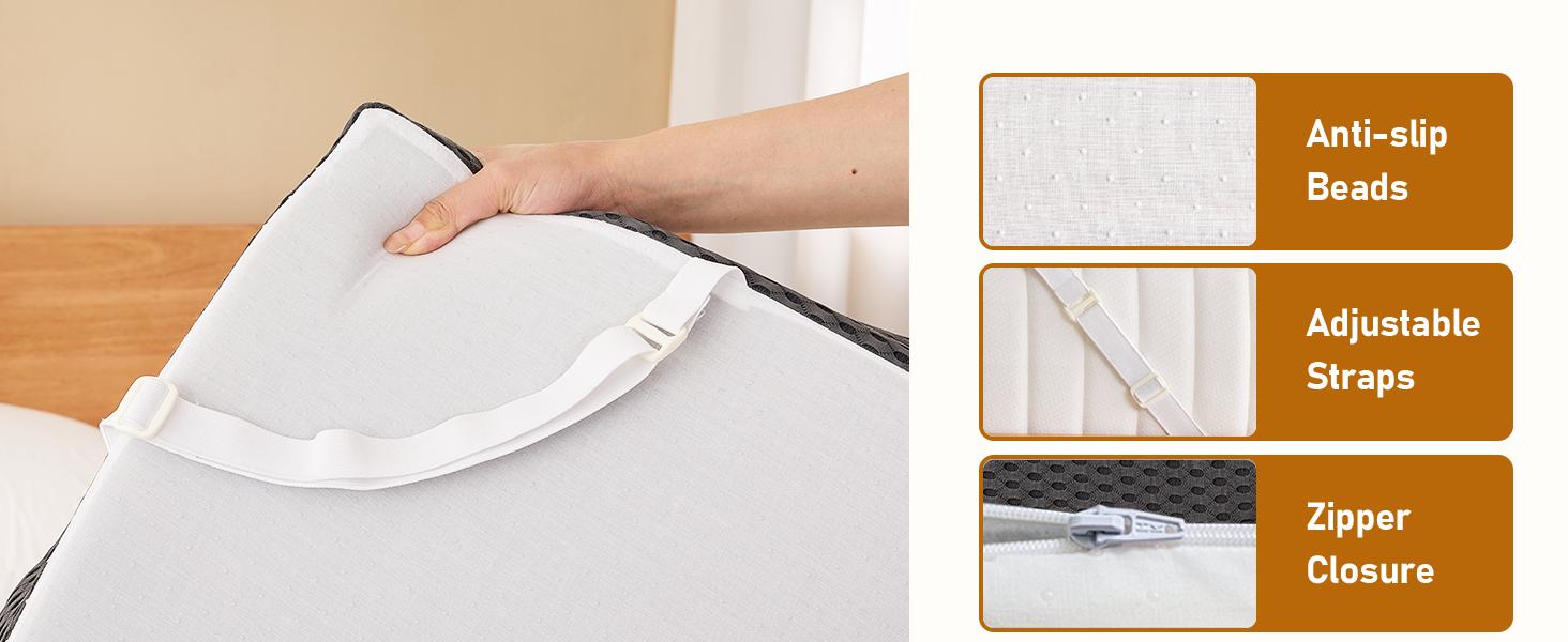 Firm Mattress Topper Full: 3 Inch High Density Foam for Back Pain - Breathable Bed Topper - Bamboo Washable Cover with Anti-Slip Straps - CertiPUR-US Oeko-Tex Certified 75x54