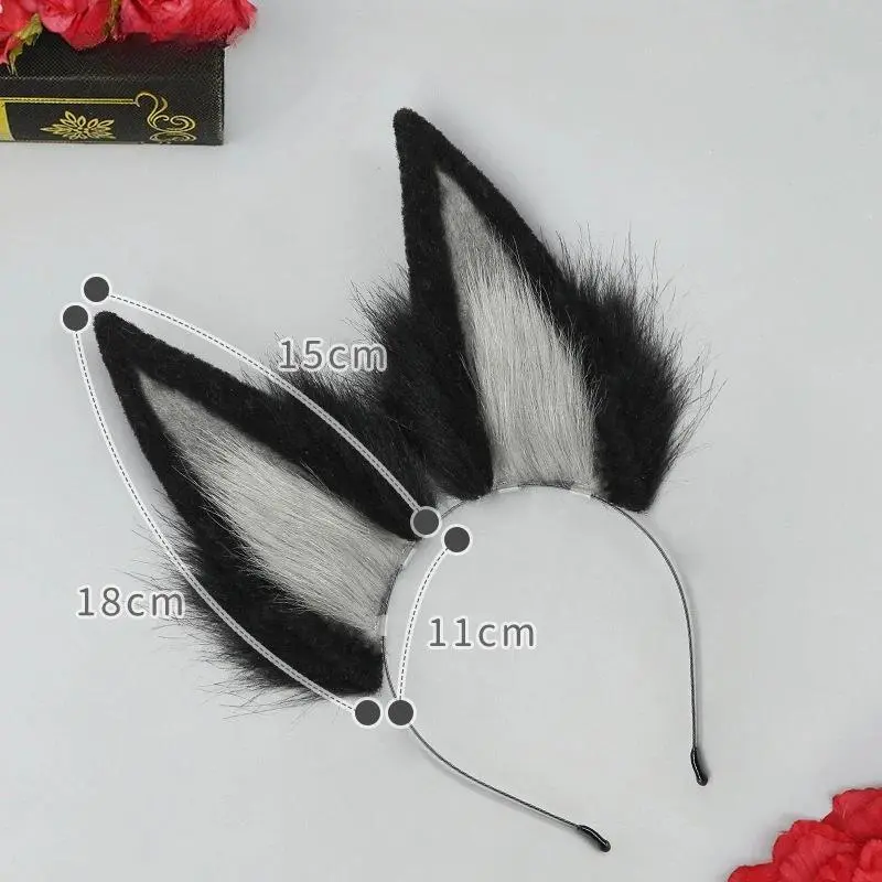 Furry Fox Ears Headband Plush Ear Halloween Cosplay Game Character Anime Convention Cos Prop Cute Kemonomimi Costume Accessories