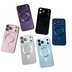 Magnetic Metal Phone Case for iPhone 11/12/13/14/15/16/17 Pro, ProMax, Plus - Matte Body, 6 Advanced Texture Color Schemes, Fingerprint-Resistant, Lightweight, Machine-Fitted, Bare Phone Feel, Aesthetic Protection, Cellphone Accessories