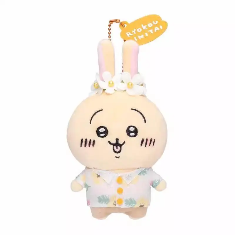 10cm new style cute Chiikawa Hachiware Usagi sightseeing and travel kawaii children's gift plush toy backpack key pendant