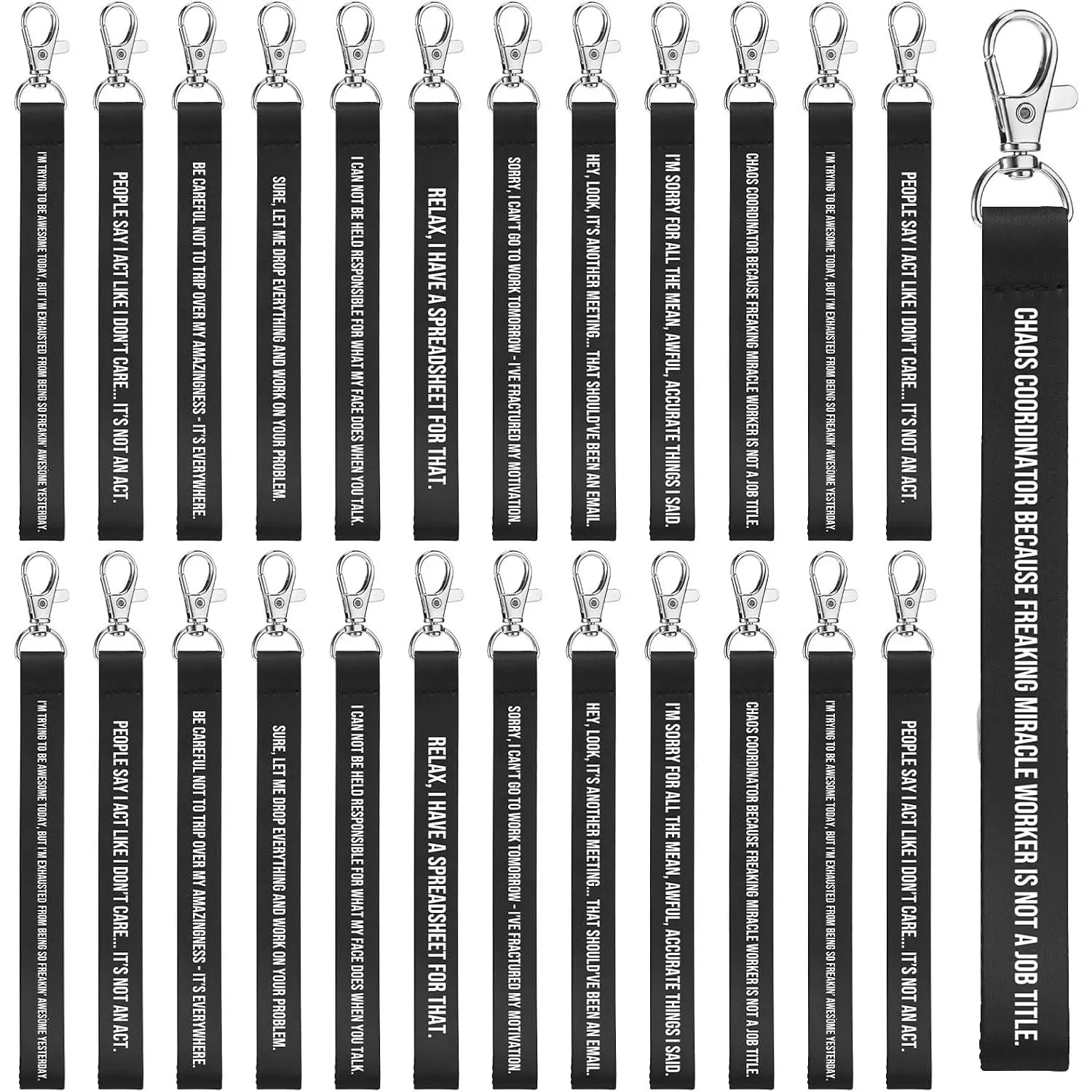 30 count Funny Keychains for Adults, Novelty Canvas for Employees Staff Office Desk Anniversary for End of Year Gifts