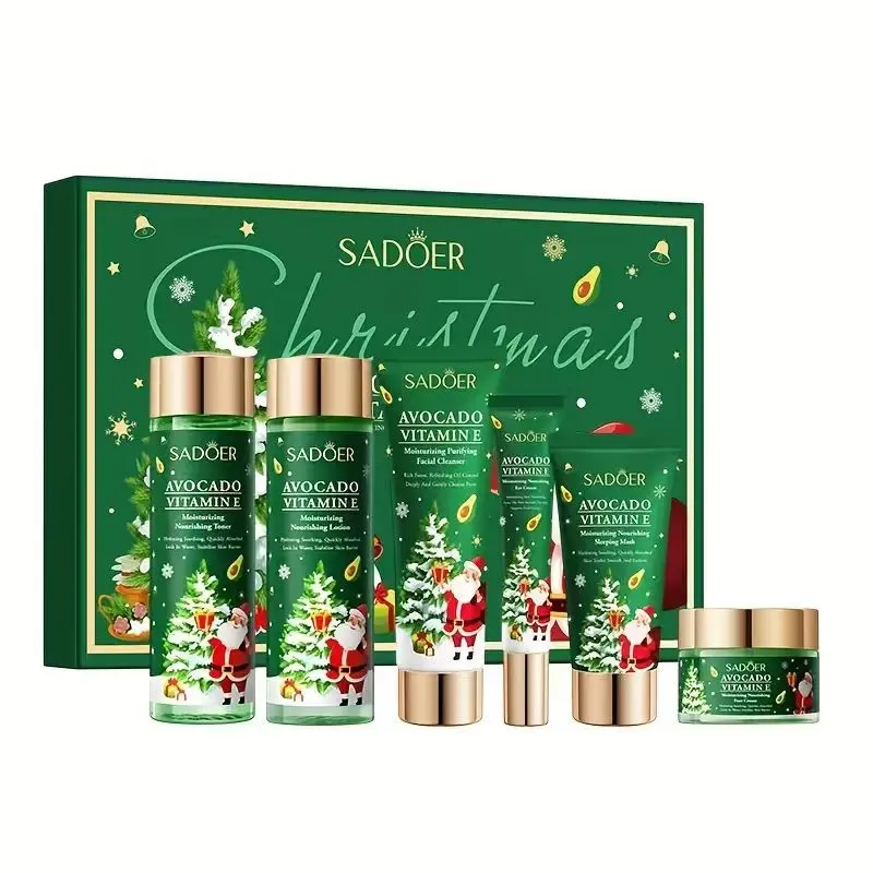 6pcs Christmas Skincare Gift Set with Niacinamide - Hypoallergenic Gentle Formula, Sensitive Beige Safe, Deep Cleansing & Moisturizing, Rich Foam,Elegant Golden & Red Packaging,Ideal for Dry, Oily, Combination Beige Gifting Set