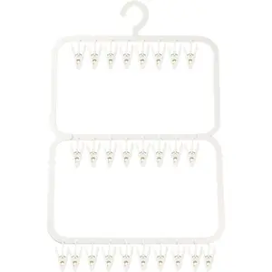 26-Clip Multi-Layer Clothes Drying Rack, BPA-Free ABS Laundry Hanger for Baby Clothes, Socks & Underwear, Heavy Duty Non-Foldable Hanger for Apartment, Nursery & Small Spaces (Off-White)