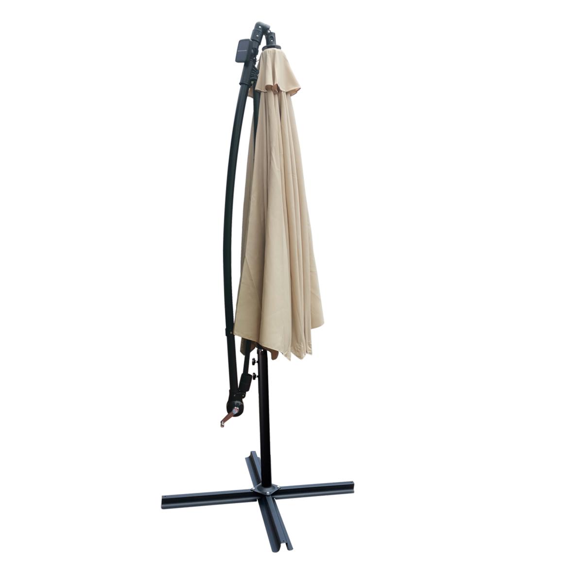 10 ft Outdoor Patio Umbrella Solar Powered LED Lighted Sun Shade Market Waterproof 8 Ribs Umbrella with Crank and Cross Base for Garden Deck Backyard Pool Shade Outside Deck Swimming Pool