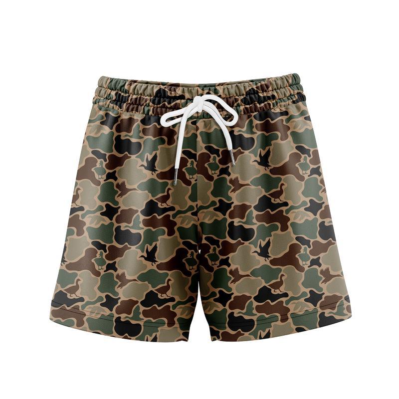 Pack 3  Duck Hunting Camo Shorts With 5 Inch Inseam, for Men & Women At the Gym, Basketball Camo Mesh Short, Gift for him, Gift For Her