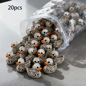 20pcs 0.6in Gothic Skull Ducks - Resin Figurines, Figurine Set for Halloween, Gothic Home, Office, Party - Compact Desk Decor, Collectible Gift for Dark Decor Lovers - Easy to Display, Halloween Decorations