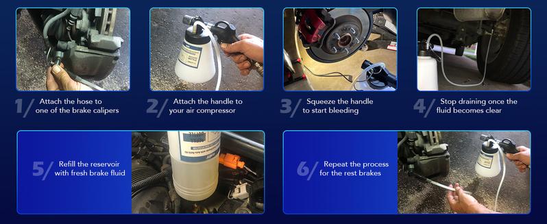 Orion Motor Tech Pneumatic Brake Bleeder Kit,0.8qt Brake Fluid Bleeder Kit with 8 Master Cylinder Adapters, 750 ml Vacuum Brake Bleeder for One Person Brake Bleeding, Automotive Fluid Extractor Car Inspection Tools Car Diagnostic Tools