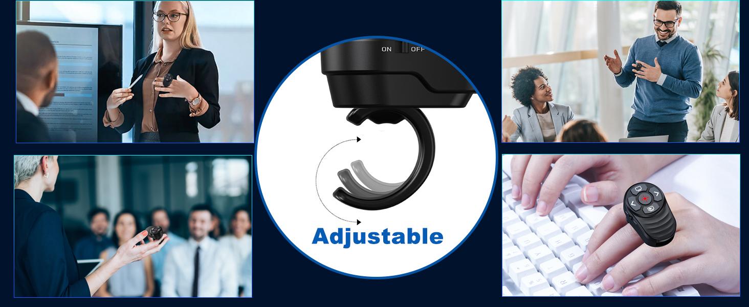 2 in 1 Presentation Clicker with Laser Pointer Finger Ring Clicker Rechargeable Presentation Clicker Long Distance PPT Clicker Remote Wireless Clicker Laser Pointer for Classroom Teacher Projector