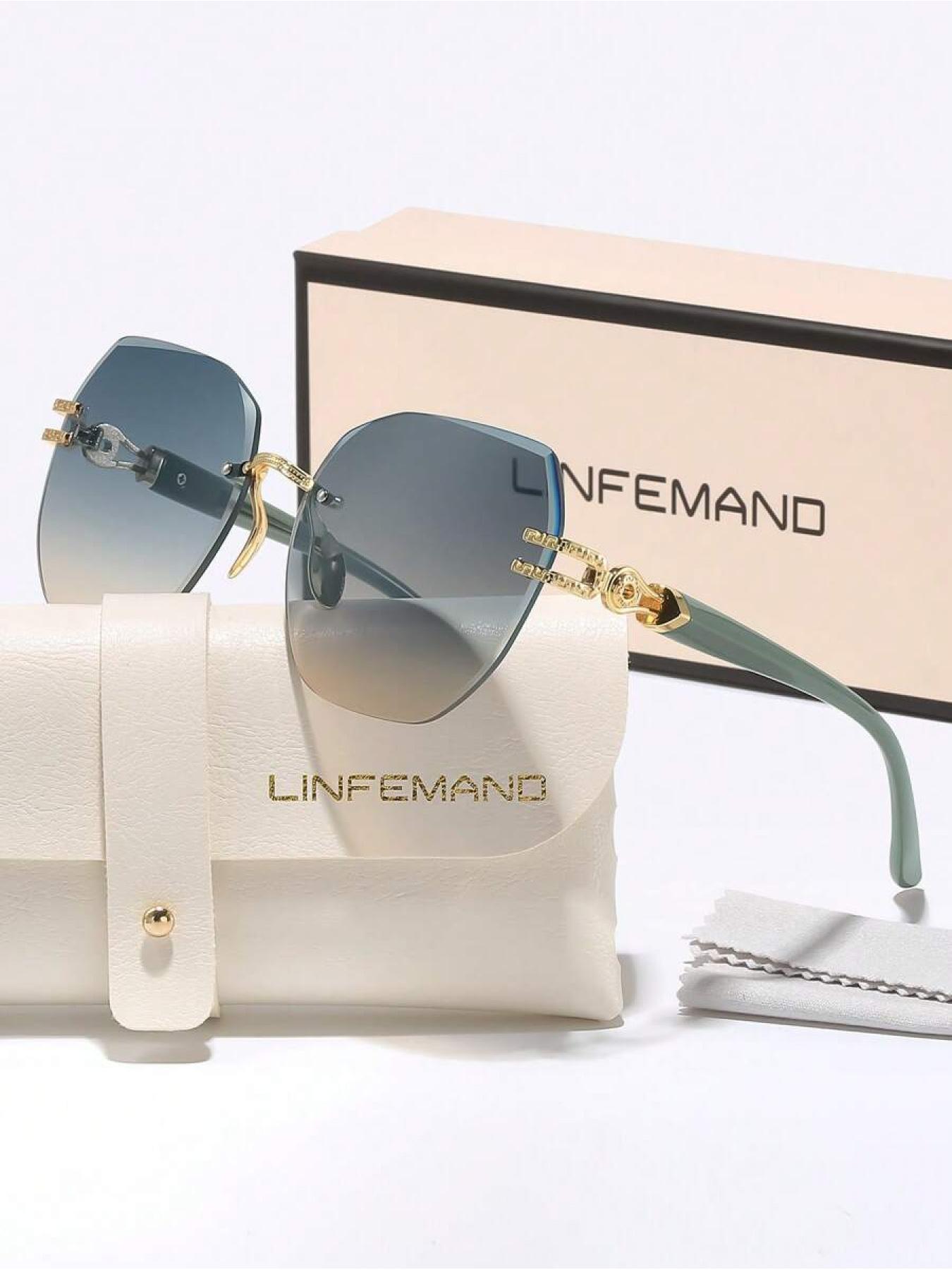 Elegant Lightweight Rimless Sunglasses, Trendy Casual Geometric Frame Sunglasses for Women, Fashion Accessories for Everyday Use and Outdoor Activities