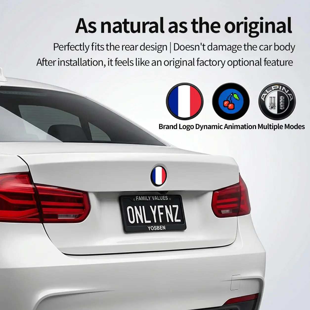 BMW Car Logo Decoration Accessory - LED Dynamic Mode Remote Control, Customization, HD Screen Logo Display