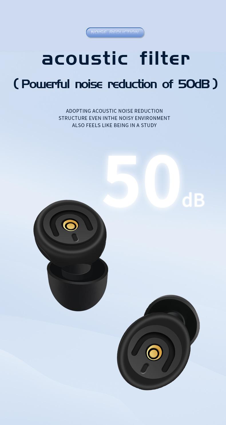 Filter Noise Reduction Protective Earplugs 50dB Anti-Noise Soundproof Anti-Interference Sleeping Reading Artifact Ultra Quiet