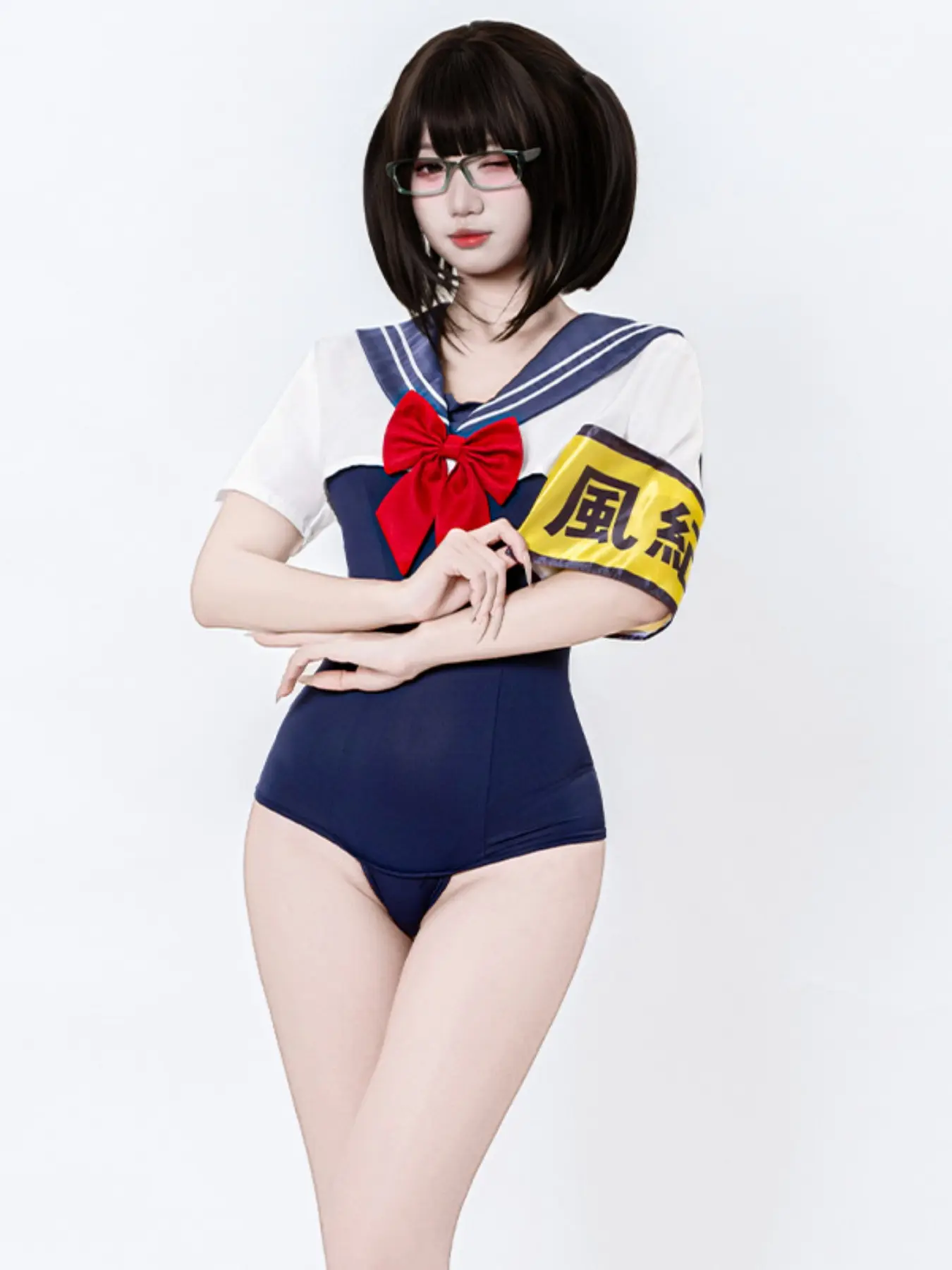 Original Japanese Style School Swimwear, Retro Anime Cosplay Costume, Slim-Fitting Unlined Suit, All Seasons Wear, Plain Pattern, Bodycon Swimsuit, Fitted Swimwear, Swimsuit Outfits
