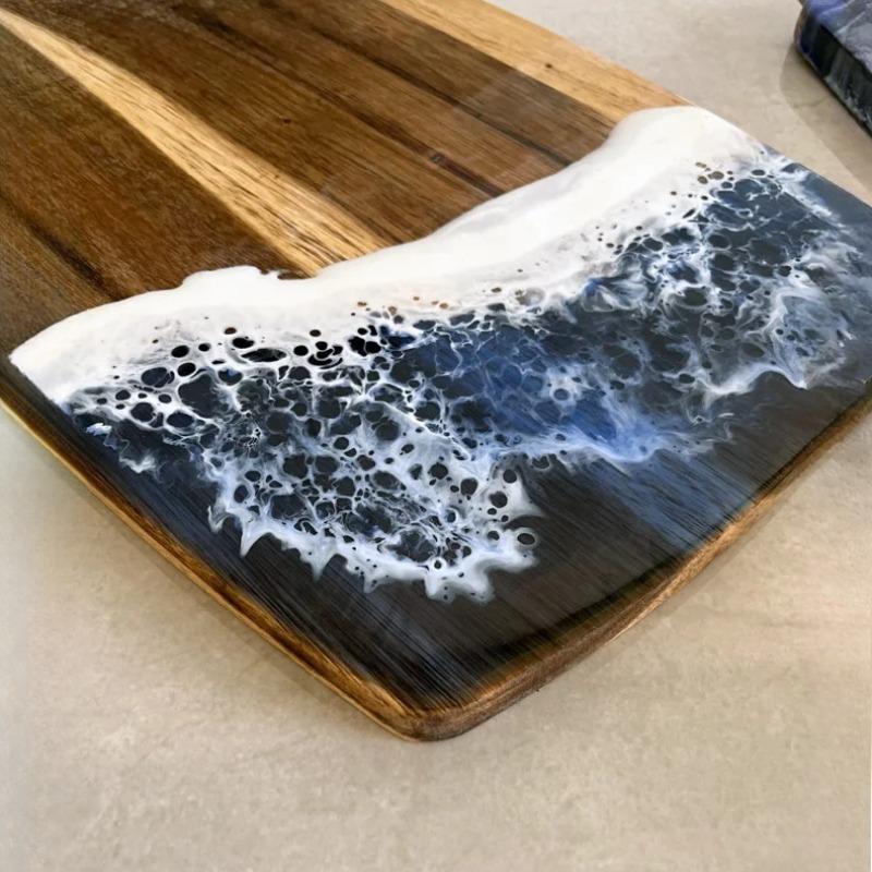 Wooden Wave Design Chopping Board, 1 Count Non-slip Durable Cutting Board, Kitchen Cutting Board for Fruit & Vegetable & Meat, Cooking Cutting Board