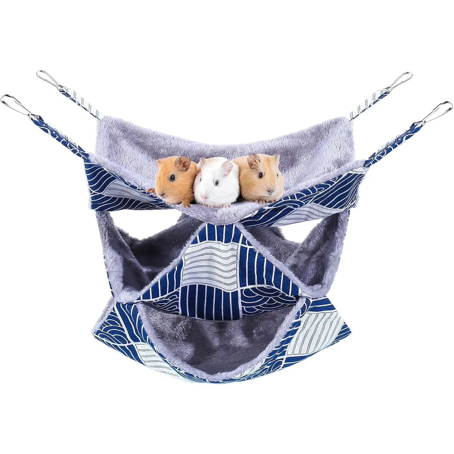 3 Tier Ferret Rat Hammock, Guinea Pig Cage Accessories, Blue Check | Rat Hammock for Cage,  Cage  Hammock, Small , Guinea Pig, Ferret, Kitten, , Chinchilla, Rat, Parrot