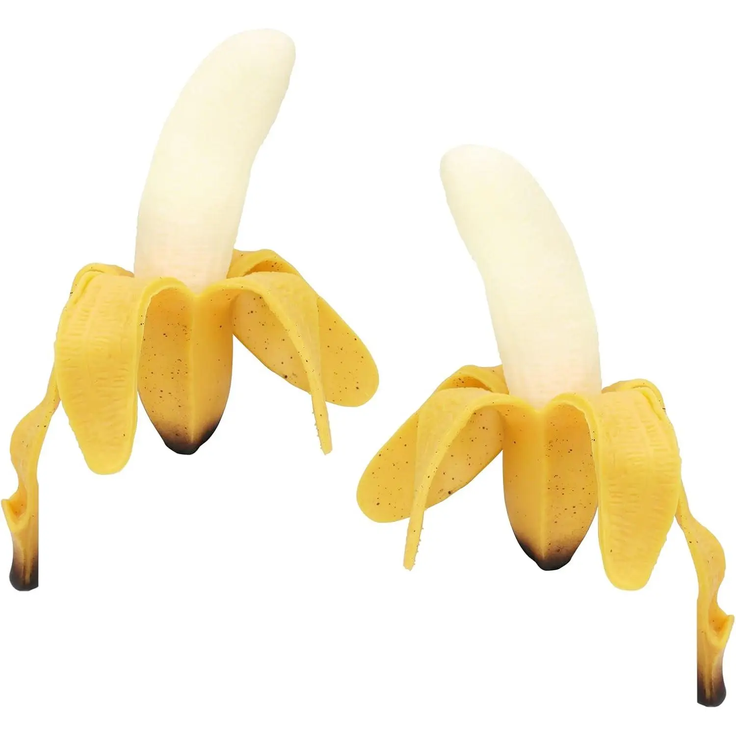 2 Pack Squishy Banana Toys - Simulation Banana Squishy Squeeze Stress Relief Toys, Super Soft Spotted Peeled Banana Party Favors for Kids, Boys, Girls, Adults - April Fool's Day Gift