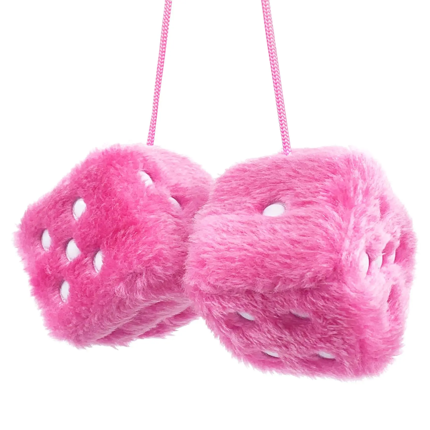 Plush Dice for Car Rearview Mirror, Pair of 2.75 Inch Retro Hanging Decorations, Car Interior Accessories, Vintage Style