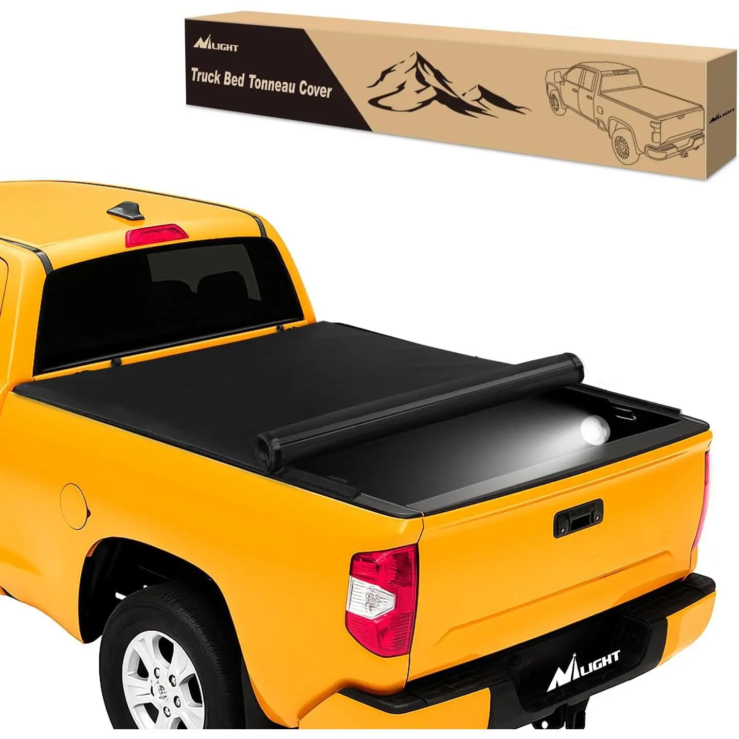 Nilight Soft Roll-Up Tonneau Cover with FRP Panels for 2007-2021 Toyota Tundra 6.5 ft Truck Bed, Anti-Fall Weatherproof Cargo Protection Cover, Easy Roll-Up Access, Easy Install