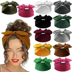 New Solid Color Bow Headbands, Fashionable Elastic Hair Wraps for Sports Makeup Face Washing