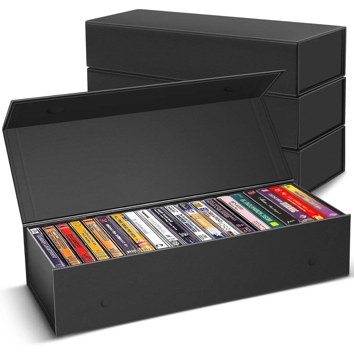 3 Pack Cassette Tape Storage Box, Tape Holder Store 60 Cassette Cases, Media Storage Organizer