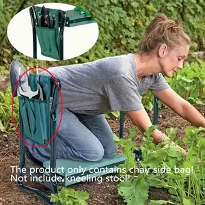 Garden Kneel Stool Side Bag Organizer, Durable Heavy Duty Oxford Knife Holder, Portable Washable Square Chair Organizer with 3 Pockets for Home Lawn Care and Planting