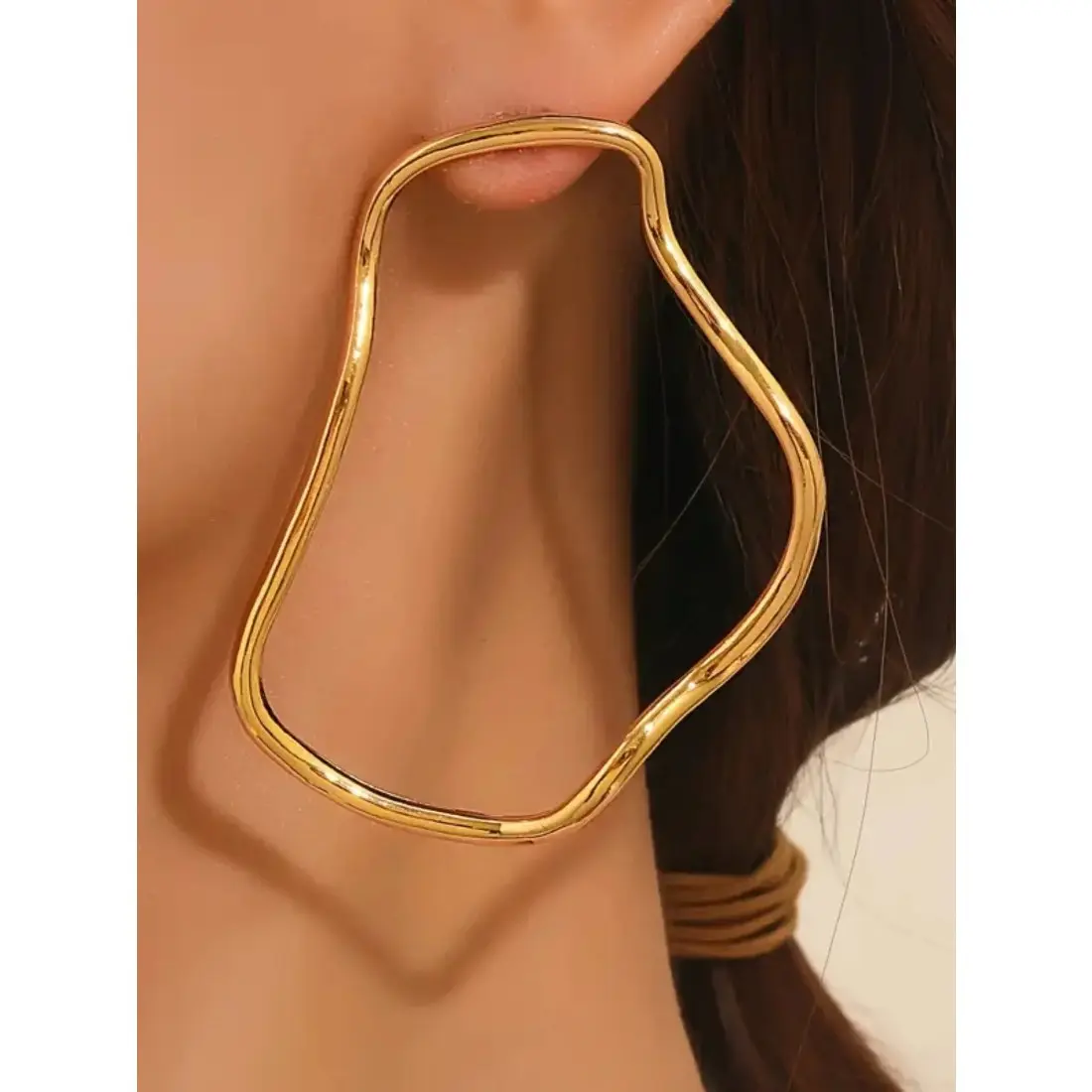 Elegant Geometric Hoop Shape Earrings for Women, Fashionable Jewelry, Ear Accessories, Zinc Alloy with Stainless Steel Studs, Perfect for Daily Wear or Parties