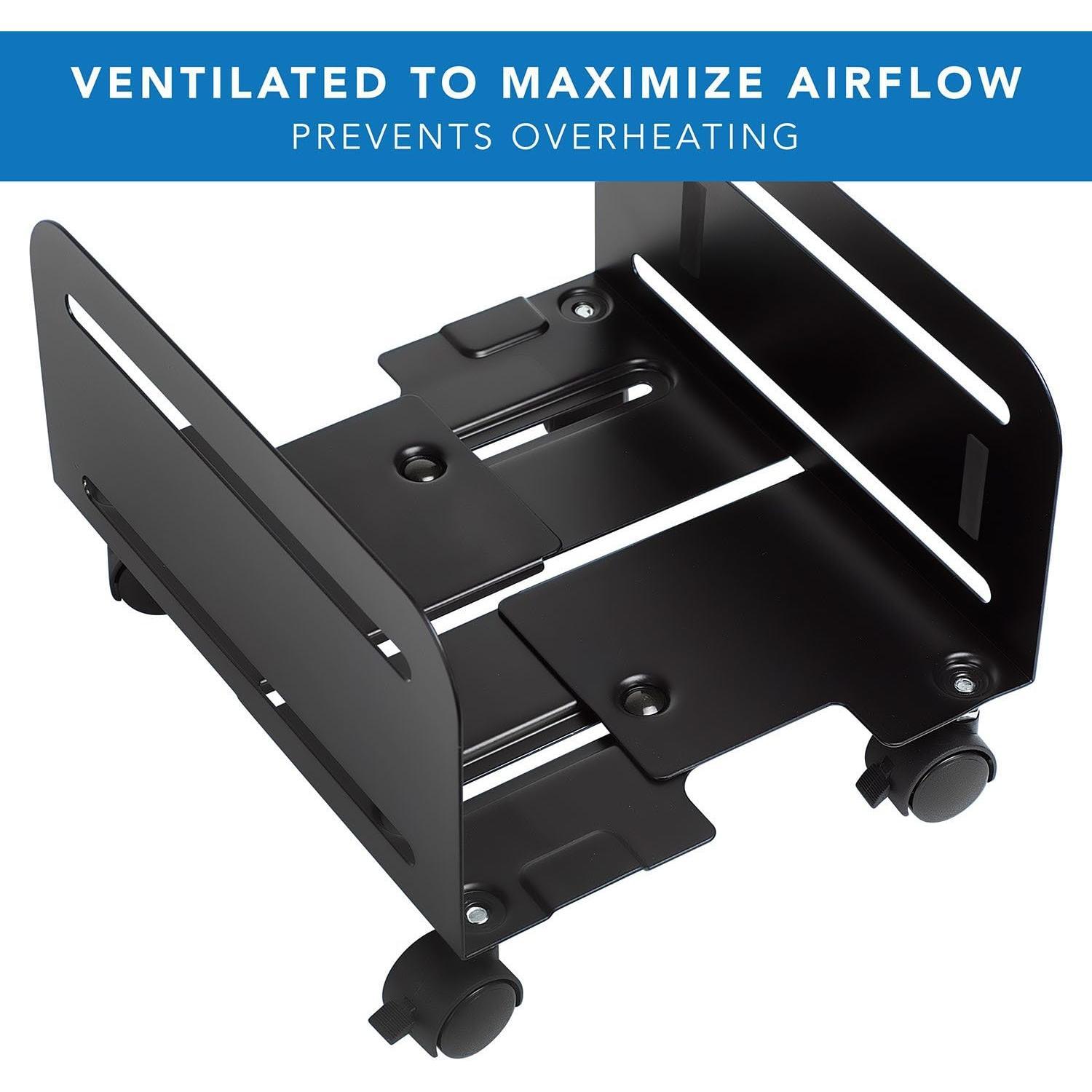 Computer Tower Stand, Adjustable Mobile CPU Stand with Wheels, Heavy-Duty Steel Rolling Cart, Fits  PC Towers, 4.87 to 8.5 Inch Width, Under Desk, Black