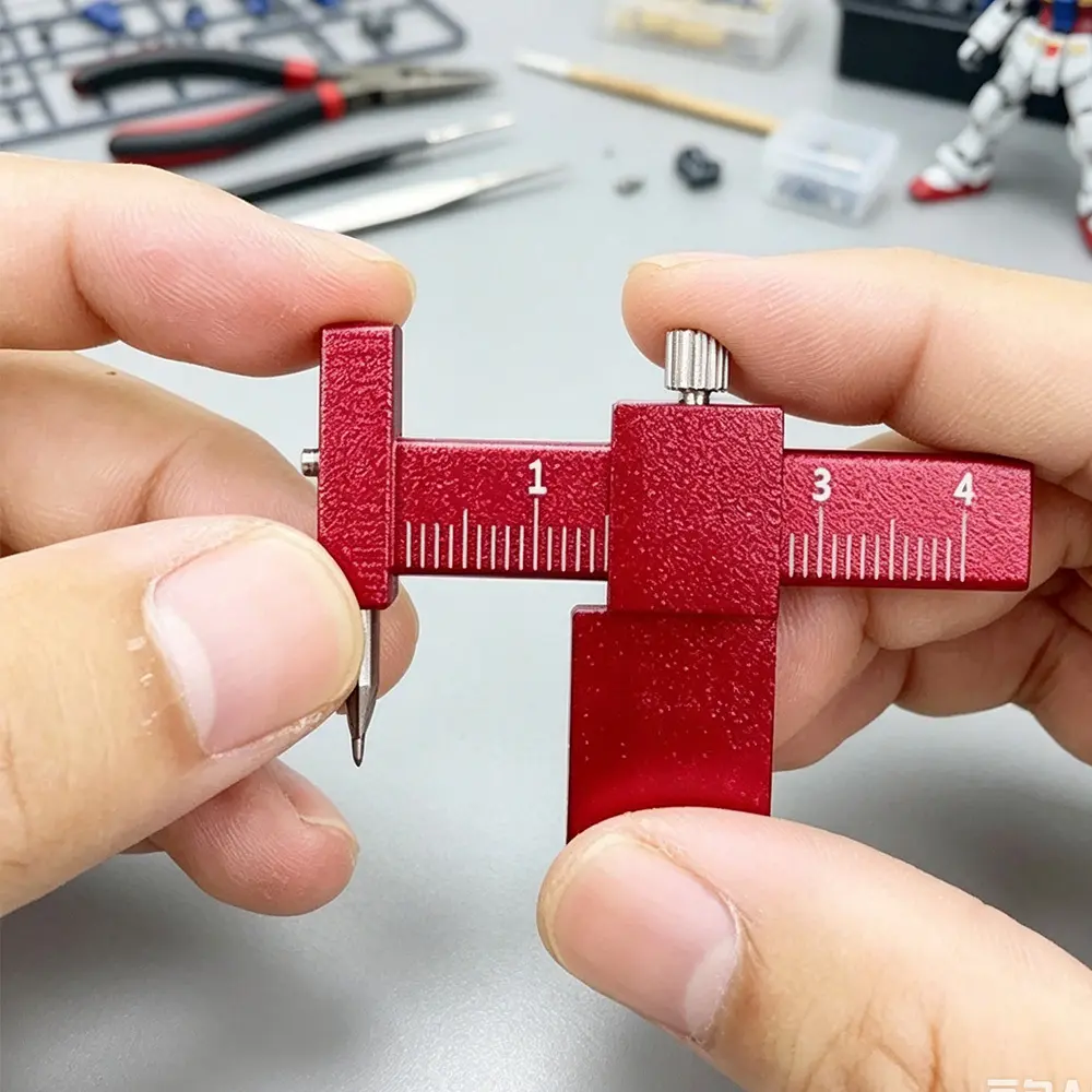 1set of model scale positioning ruler, adjustable width, marking tool and multifunctional marking ruler, suitable for scale model detail measurement processing and measuring tools (wrench color is random).