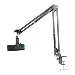 XLR/USB Dynamic Gaming Microphone Kit with Suspension Arm Stand, RGB Streaming Podcast Microphone Kit, Click to Mute, Mixing Control, Earphone Jack, Used for Computer Recording and Vocal Recording, Dynamic PC Mic, Desktop Mic