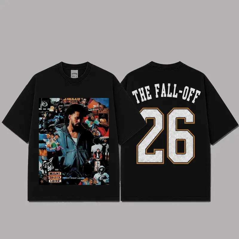 Ver 5 J Cole The Fall Off 2026 Acid Washed Unisex Oversized Premium Cotton T-Shirt, Vintage Music Merch T-Shirt, Music Rap Style, New Album Gift For Fans
