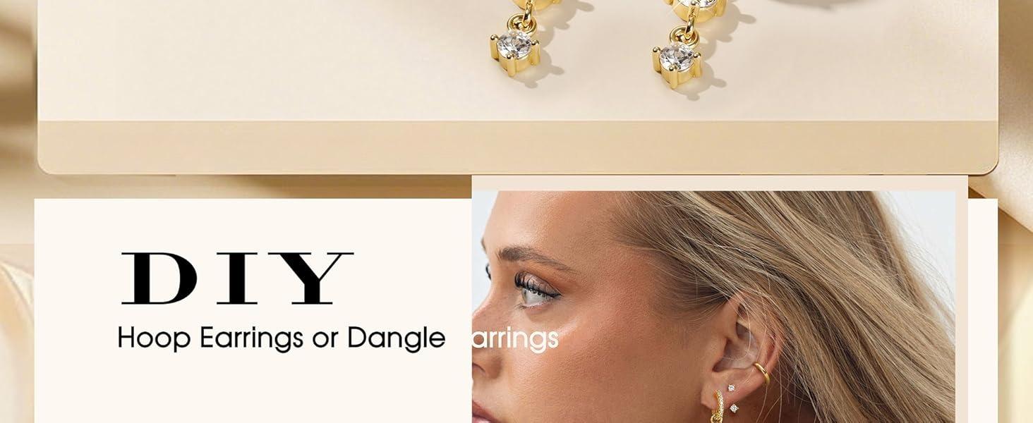 CASSIECA Gold-Plated Hoop Earrings for Women – Hypoallergenic Gold-Plated Hoops Cartilage Earring Sets for Multiple Piercing Dainty Silver Huggie Stud Earring Stacks with Charm