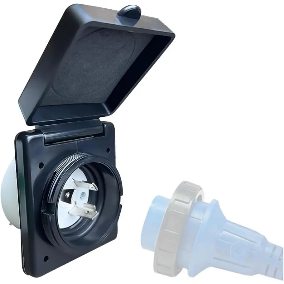 30 Amp RV Plug Power Inlet Box,NEMA L5-30P Shore Power Inlet  | for 3 Prong 30 Amp 110/120  RV Extension Cord with Twist Lock,30 Amp RV Receptacle 125  3750 Watts