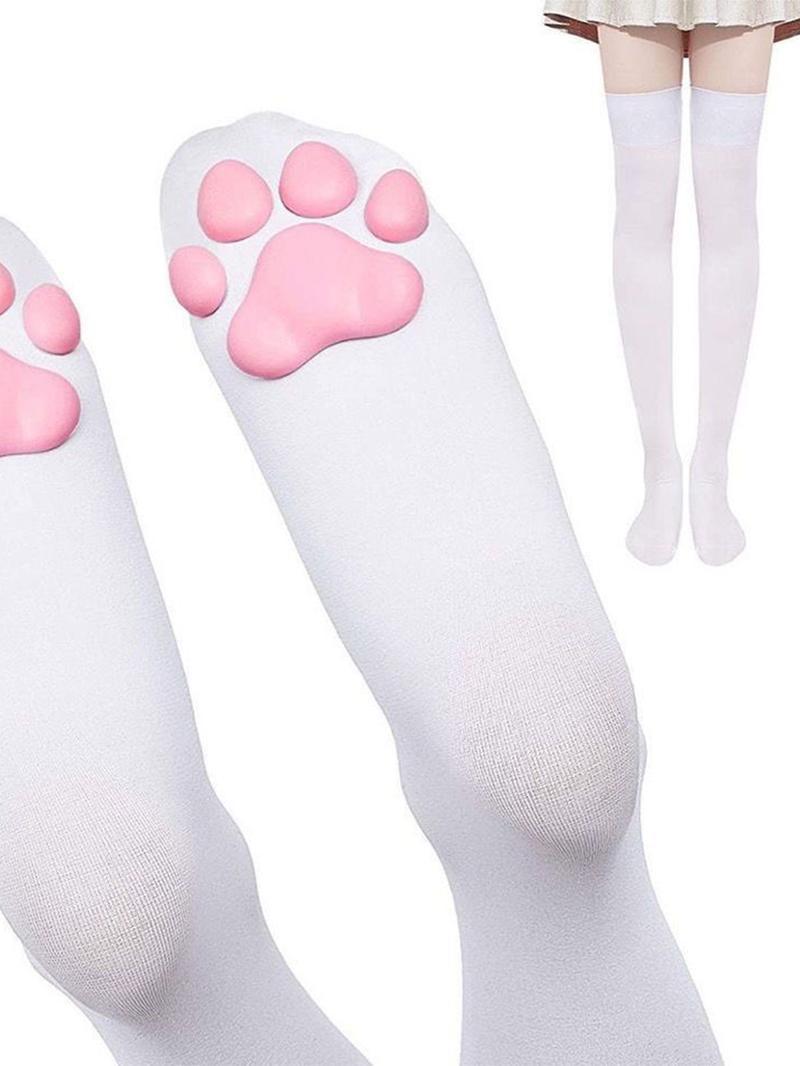 2026 New Women's 3D Cat Paw Over The Knee Socks 1 Pair Cute Cozy Comfy Soft Hosiery Fashion Daily Outdoor Wear for Spring Fall Perfect Gift for Ladies TikTokShop