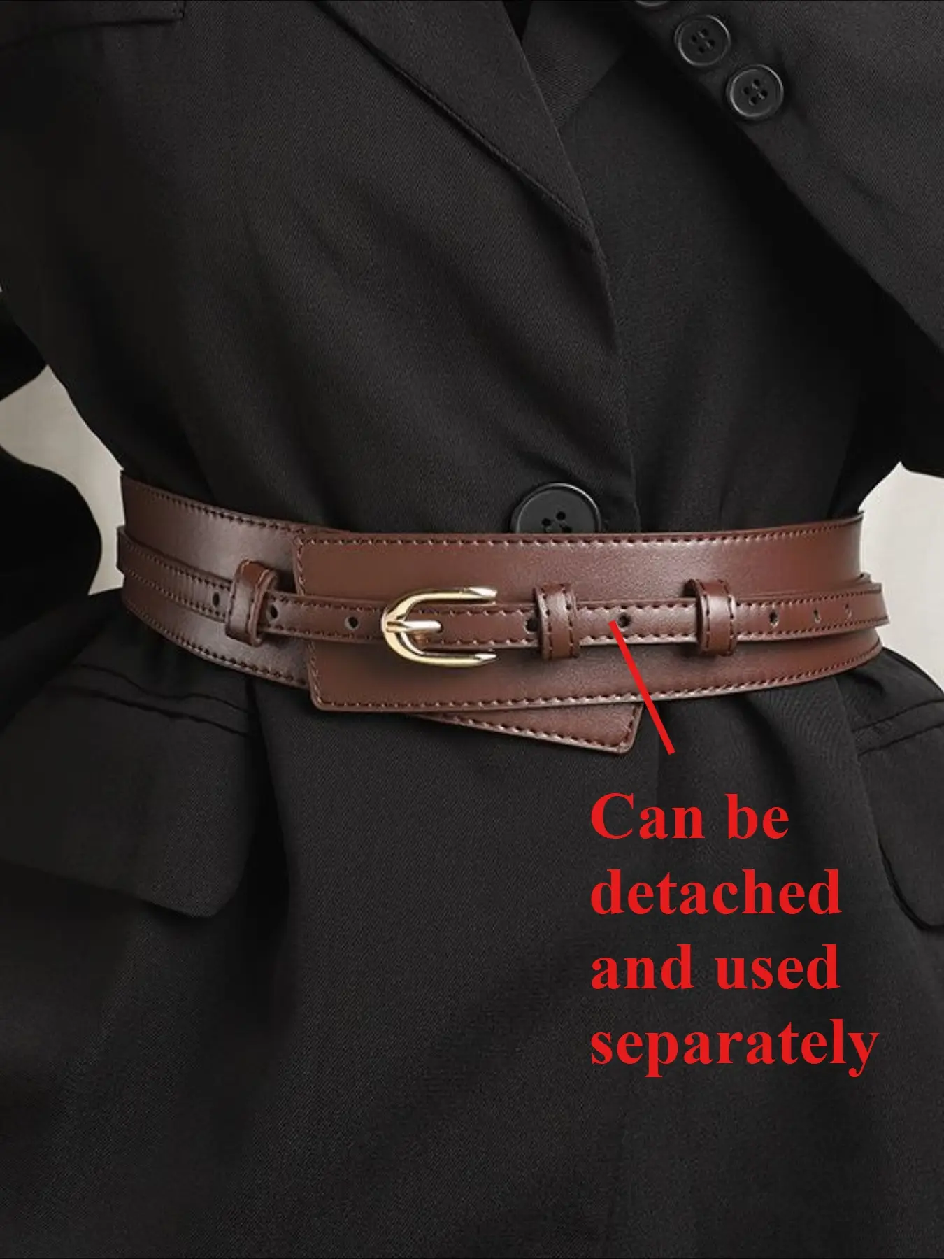 Simple metal buckle belt, suitable for coats and dresses; The universal double belt detachable design is suitable for Halloween and summer, and is also a perfect choice for schools and autumn